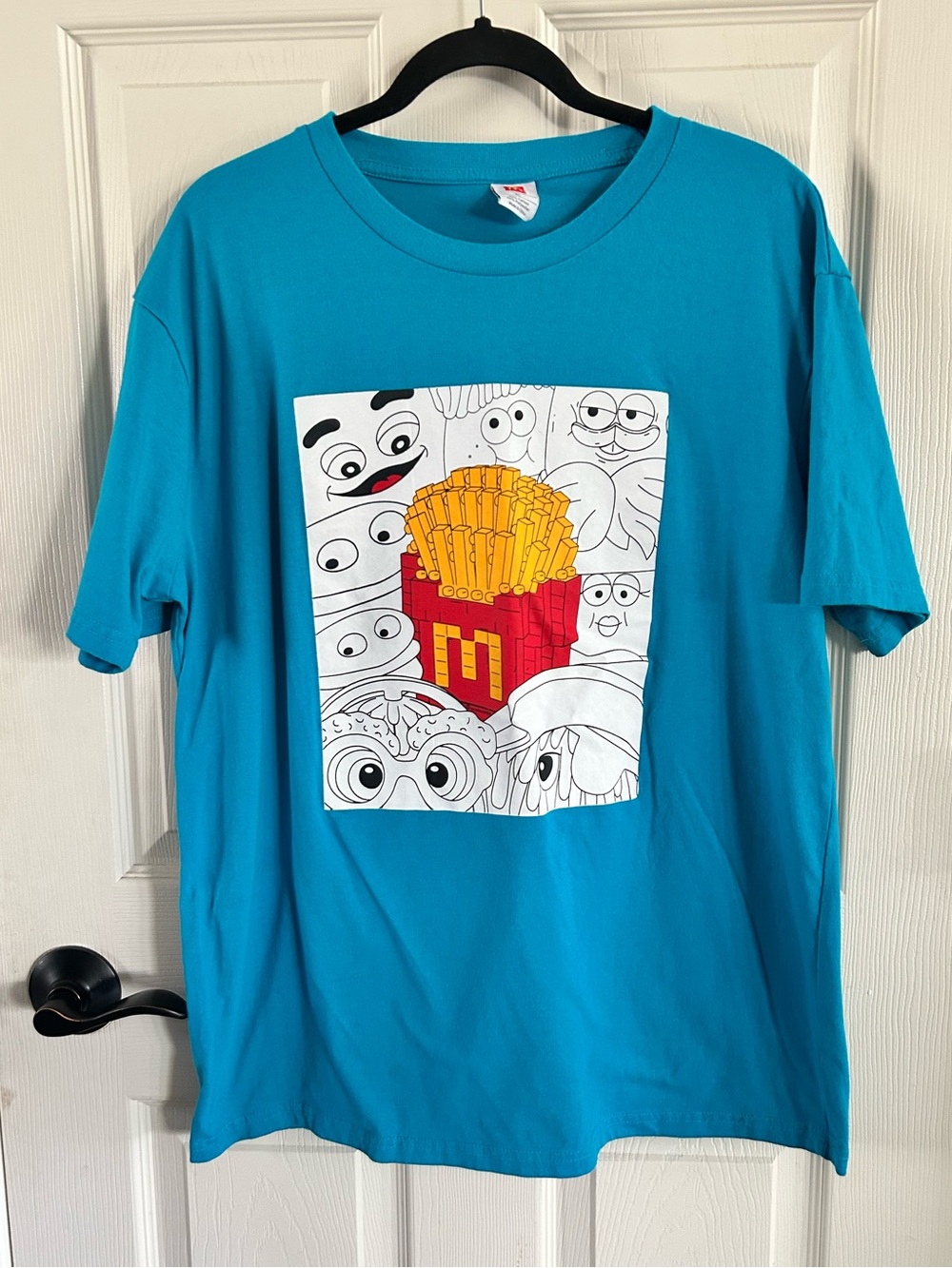 McDonald’s Graphic Teal T-Shirt Colorful Fries & Character Illustration Street
